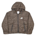 NIKE Mens Brown Jacket S Polyester Plain Hooded Zip Casual Sportswear