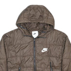 NIKE Mens Brown Jacket S Polyester Plain Hooded Zip Casual Sportswear