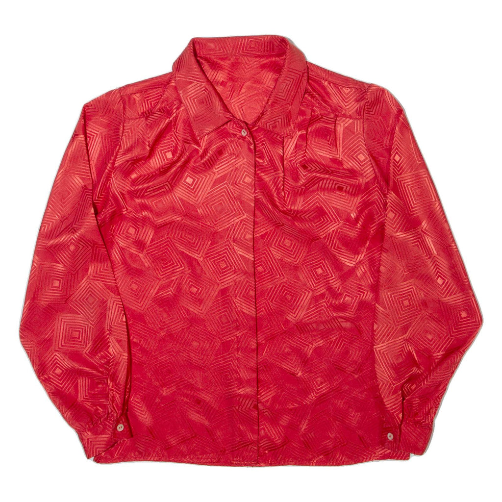 Womens Shirt Red 90s Geometric Long Sleeve S