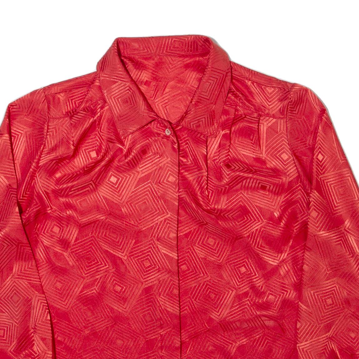 Womens Shirt Red 90s Geometric Long Sleeve S