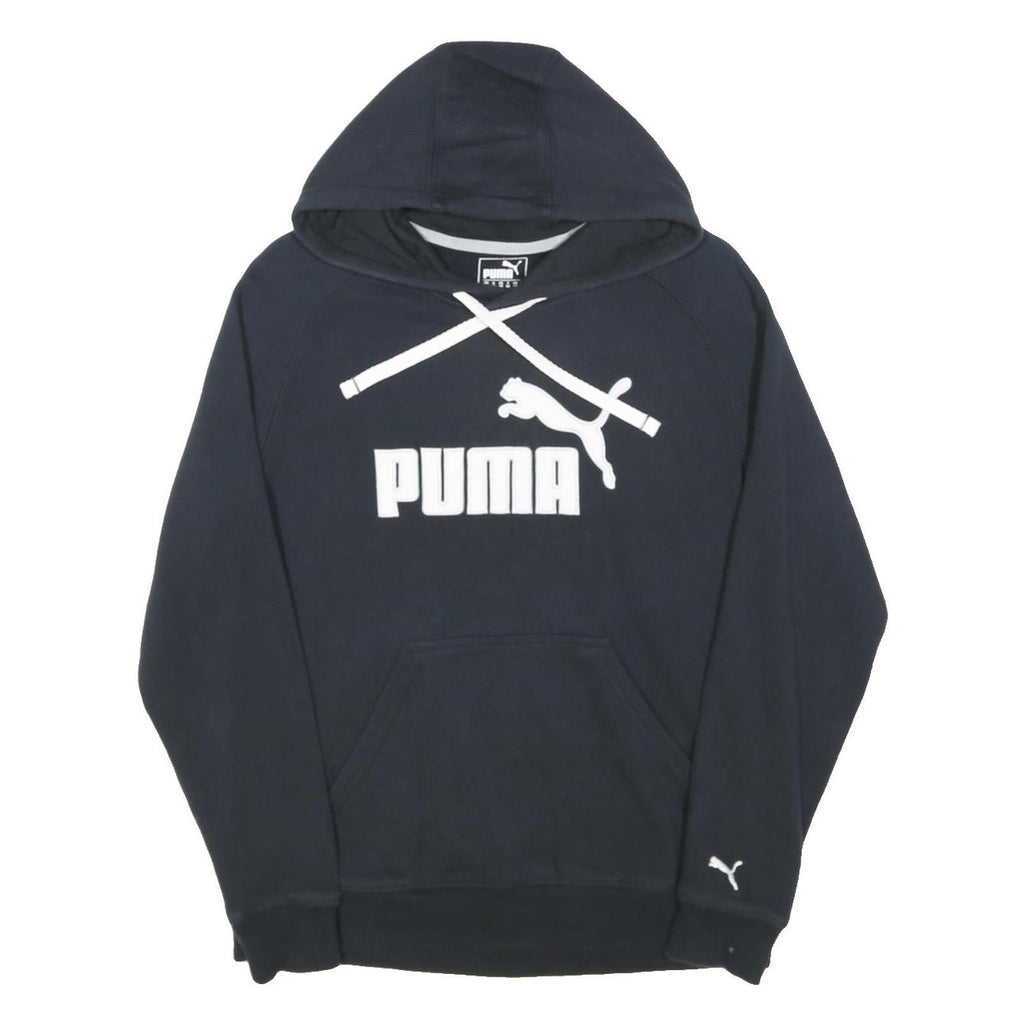 PUMA Womens Black Hoodie UK 14 Cotton Blend Pullover Sweatshirt Sportswear