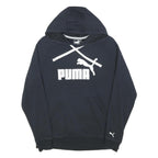PUMA Womens Black Hoodie UK 14 Cotton Blend Pullover Sweatshirt Sportswear