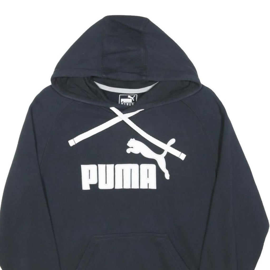 PUMA Womens Black Hoodie UK 14 Cotton Blend Pullover Sweatshirt Sportswear