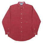 TOMMY HILFIGER Mens Red Check Shirt S Button Down Collar Long Sleeve Casual