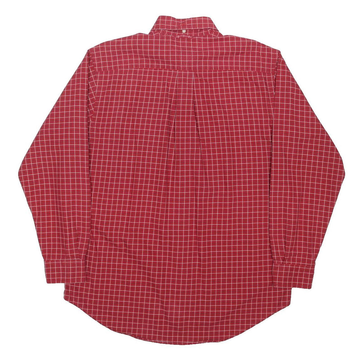 TOMMY HILFIGER Mens Red Check Shirt S Button Down Collar Long Sleeve Casual