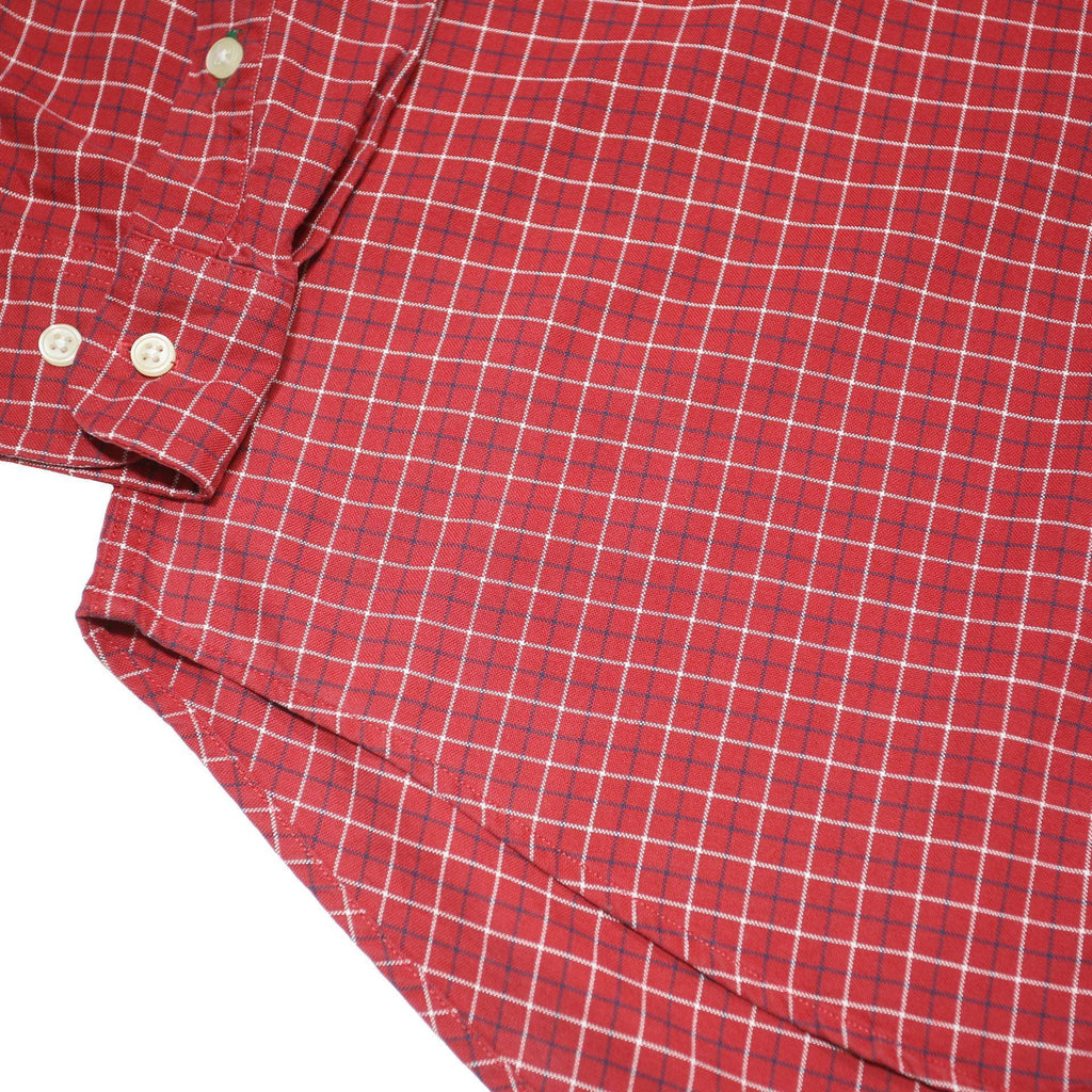 TOMMY HILFIGER Mens Red Check Shirt S Button Down Collar Long Sleeve Casual