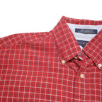 TOMMY HILFIGER Mens Red Check Shirt S Button Down Collar Long Sleeve Casual