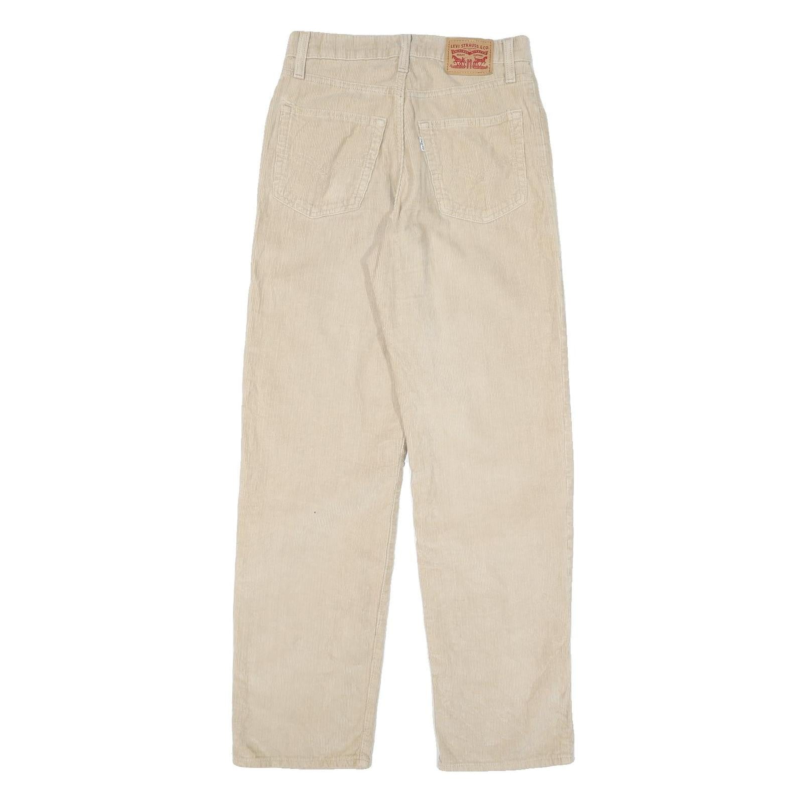 LEVI'S Womens Beige Cotton Blend Regular Straight Trousers W27 L30 Casual Zip