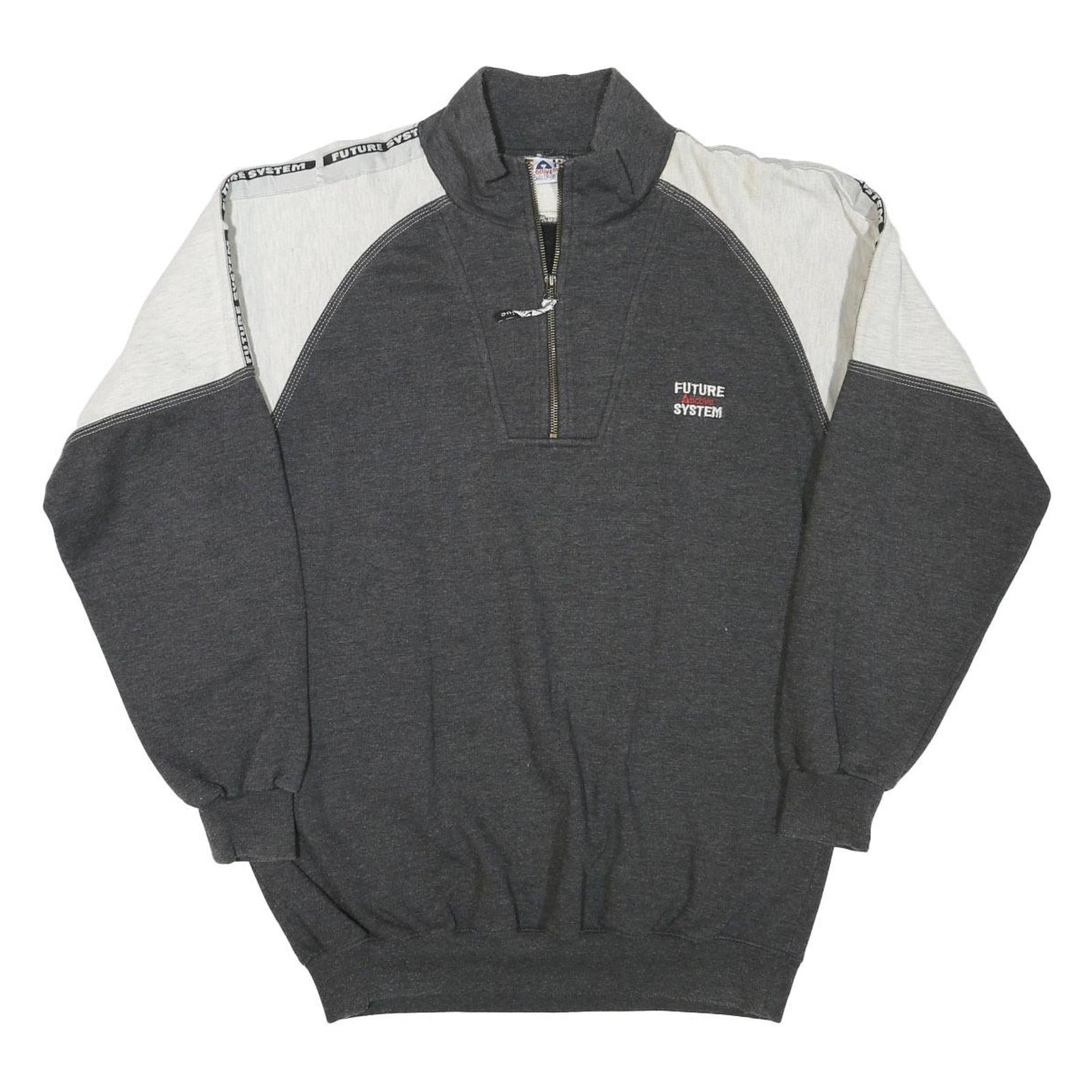 ACTIVE Mens Grey & White Future System 1/4 Zip XL Cotton Blend Sweatshirt