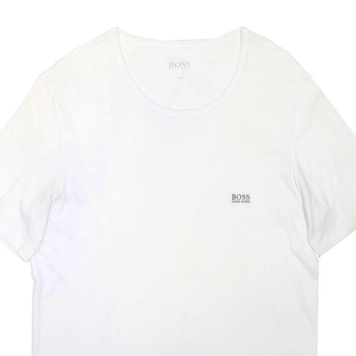 BOSS HUGO BOSS Mens White 2XL Cotton Blend Classic Short Sleeve Crew Neck