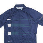 SHIMANO Mens Blue Graphic T-Shirt L Short Sleeve Stand Collar Cycling Jersey