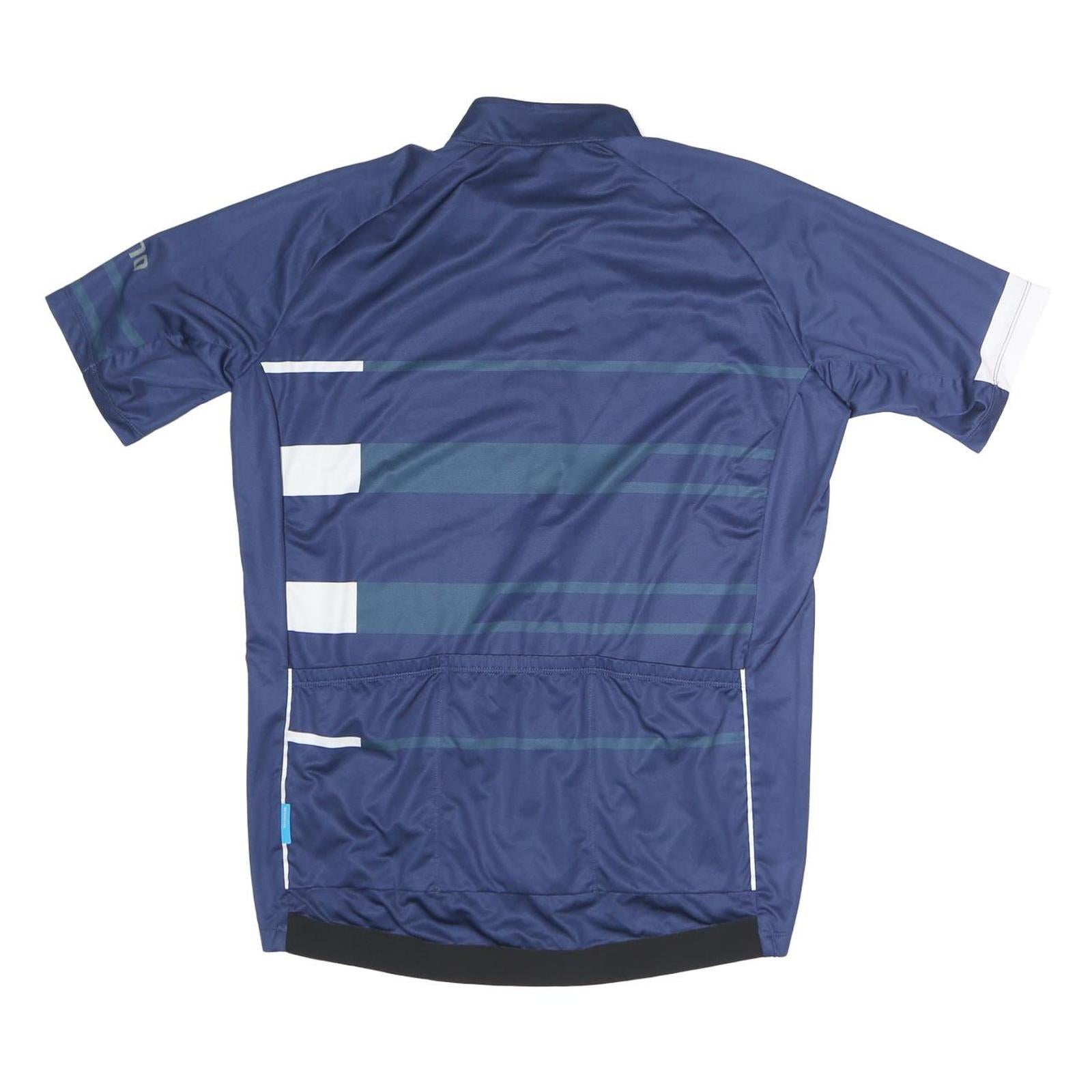 SHIMANO Mens Blue Graphic T-Shirt L Short Sleeve Stand Collar Cycling Jersey
