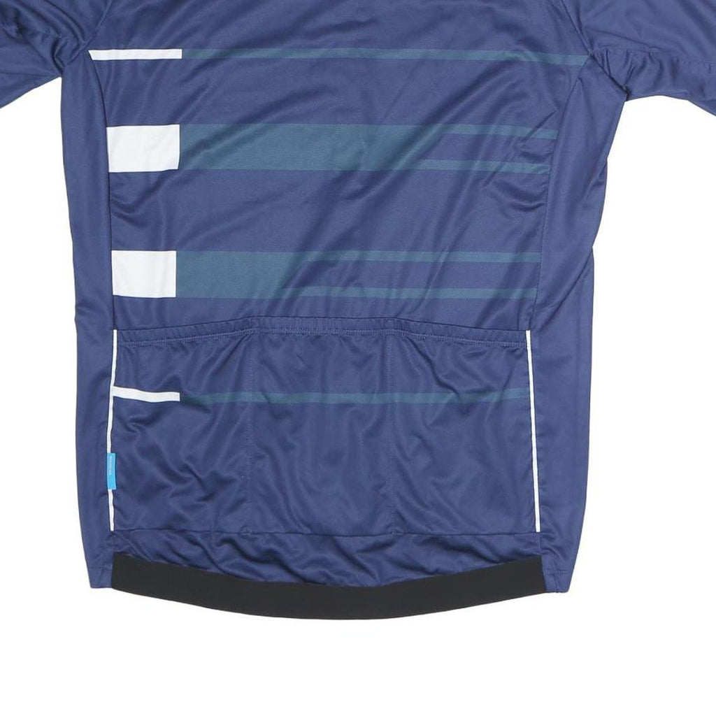 SHIMANO Mens Blue Graphic T-Shirt L Short Sleeve Stand Collar Cycling Jersey