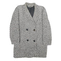 Womens Grey Wool Blend Button Jacket M Herringbone Classic Tailored