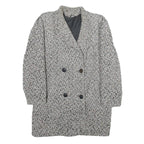 Womens Grey Wool Blend Button Jacket M Herringbone Classic Tailored