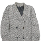 Womens Grey Wool Blend Button Jacket M Herringbone Classic Tailored