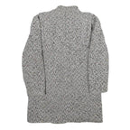 Womens Grey Wool Blend Button Jacket M Herringbone Classic Tailored