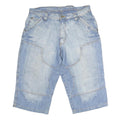Mens Cotton Blue Casual Denim Shorts M W34 Button Closure Functional Pockets