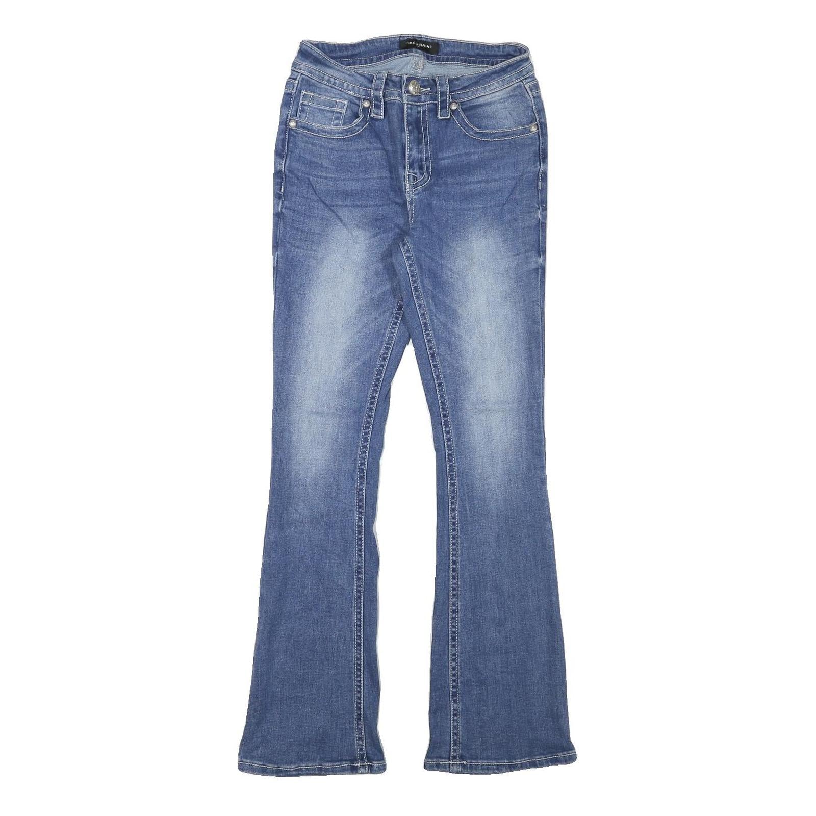 FIRE AND RAIN Womens Jeans Blue Slim Flared Denim Medium W24 L29 Embroidered