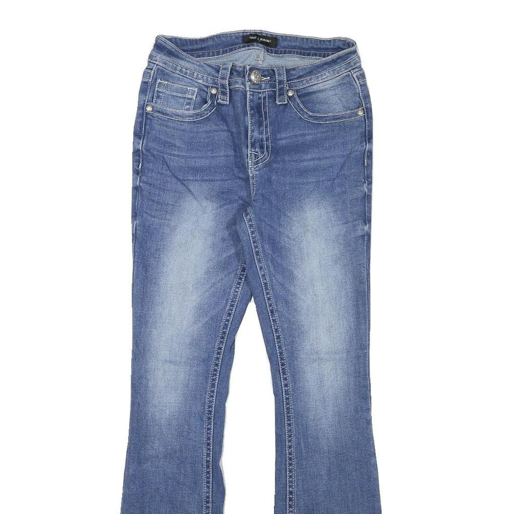 FIRE AND RAIN Womens Jeans Blue Slim Flared Denim Medium W24 L29 Embroidered