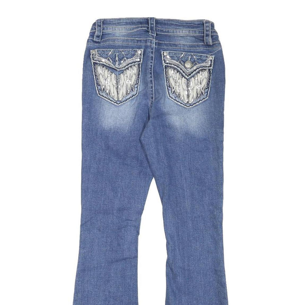 FIRE AND RAIN Womens Jeans Blue Slim Flared Denim Medium W24 L29 Embroidered