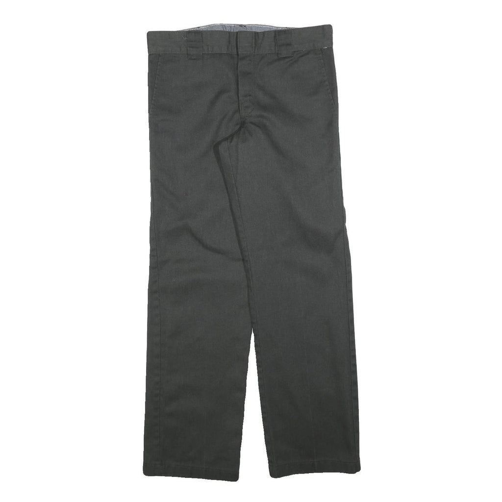 DICKIES Mens Cotton Blend Black Slim Straight Trousers W33 L32 Workwear