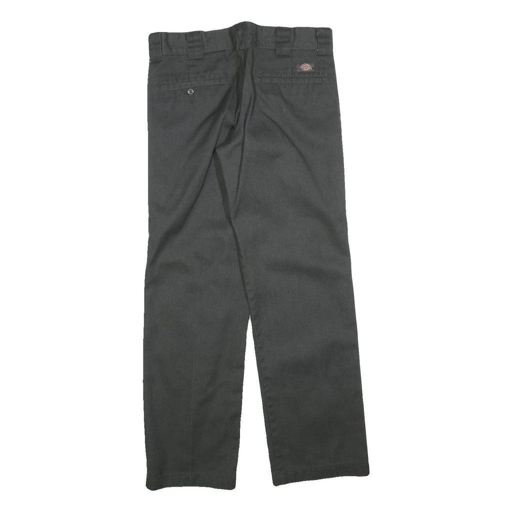 DICKIES Mens Cotton Blend Black Slim Straight Trousers W33 L32 Workwear