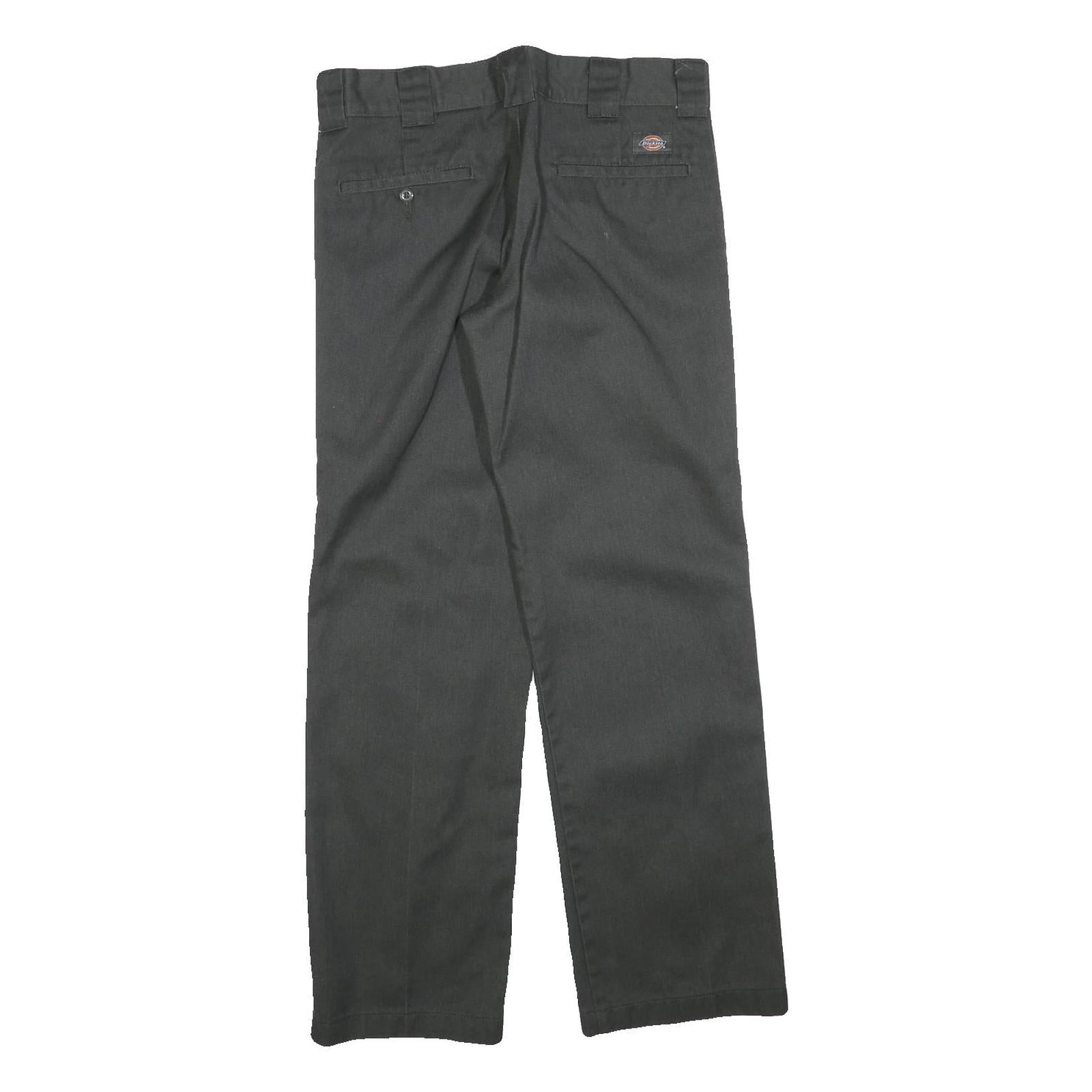 DICKIES Mens Cotton Blend Black Slim Straight Trousers W33 L32 Workwear