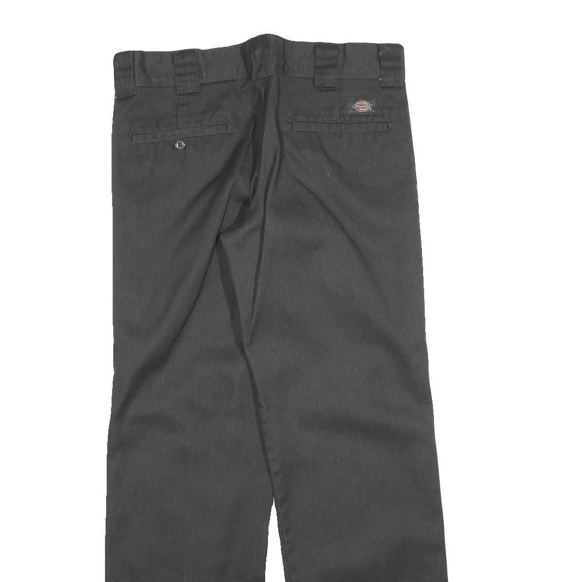 DICKIES Mens Cotton Blend Black Slim Straight Trousers W33 L32 Workwear