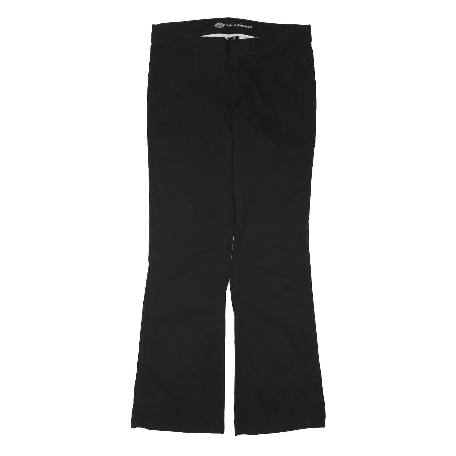 DICKIES Womens Cotton Blend Black Regular Fit Bootcut Trousers W33 L32