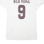 RUSSELL ATHLETIC Mens White Wea Ridge Number 9 Graphic T-Shirt L V-Neck Short