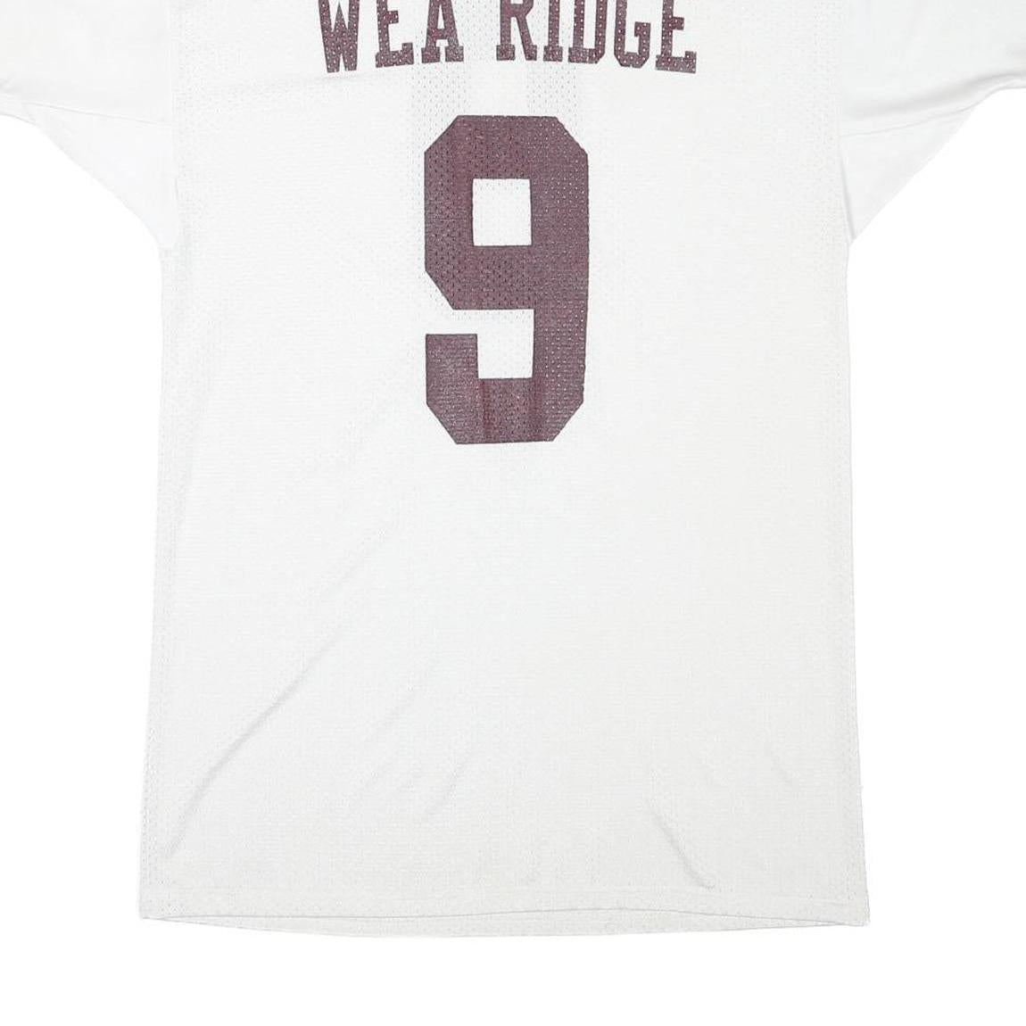 RUSSELL ATHLETIC Mens White Wea Ridge Number 9 Graphic T-Shirt L V-Neck Short