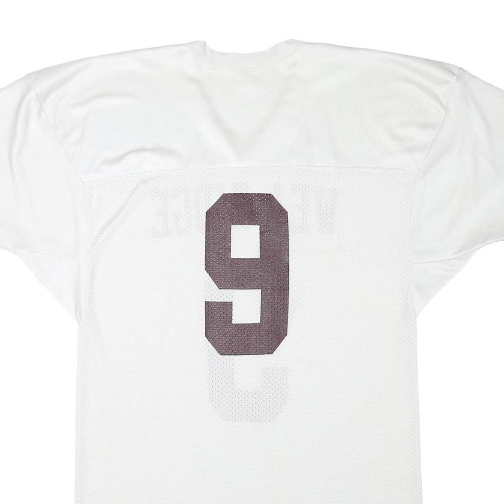 RUSSELL ATHLETIC Mens White Wea Ridge Number 9 Graphic T-Shirt L V-Neck Short