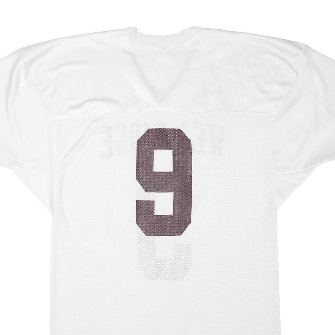 RUSSELL ATHLETIC Mens White Wea Ridge Number 9 Graphic T-Shirt L V-Neck Short