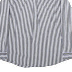 CHAPS Mens Grey & White Stripe Cotton Shirt L Classic Long Sleeve Button Collar