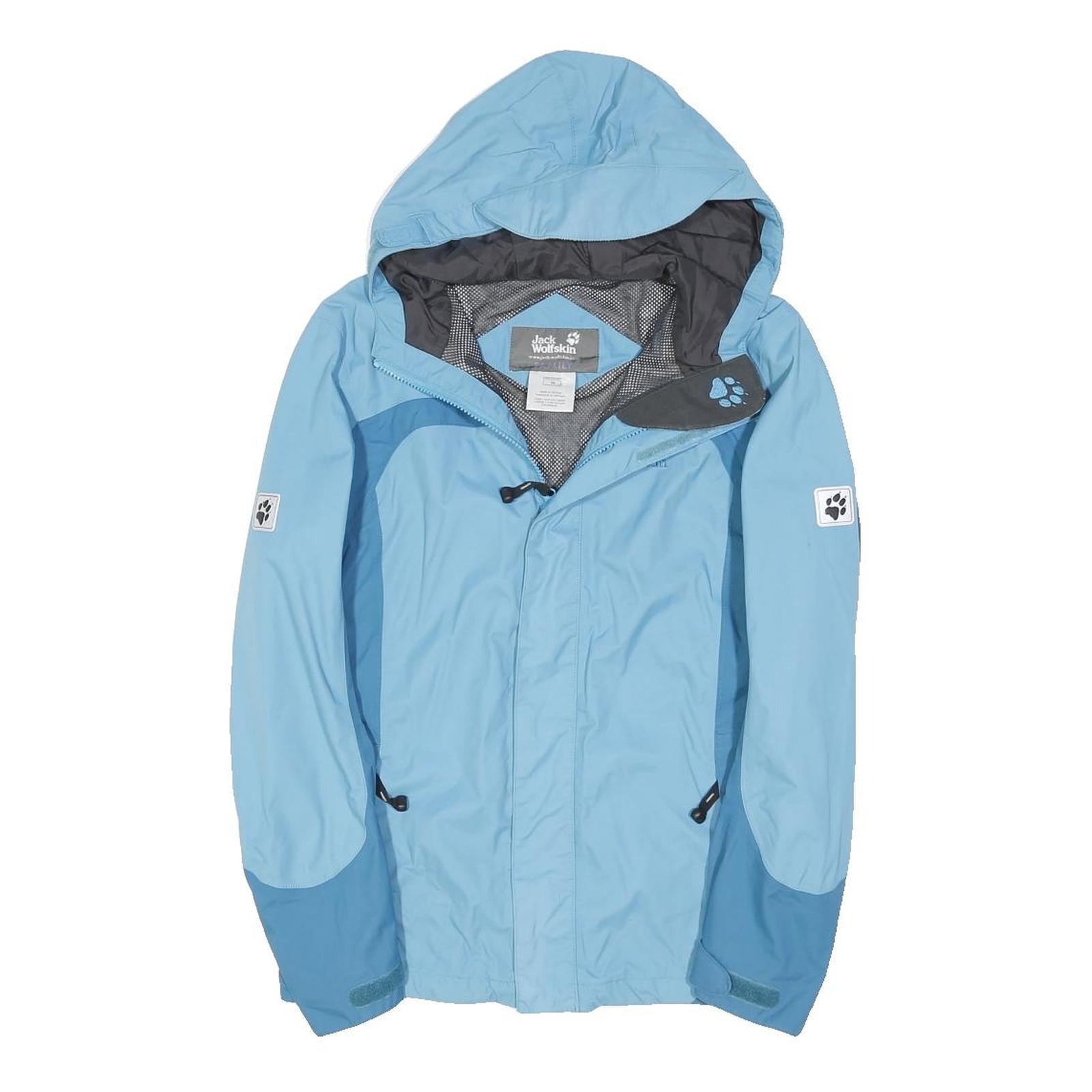 JACK WOLFSKIN Girls Blue & Mid Blue Outdoor Jacket 14Y Polyamide Blend Hooded