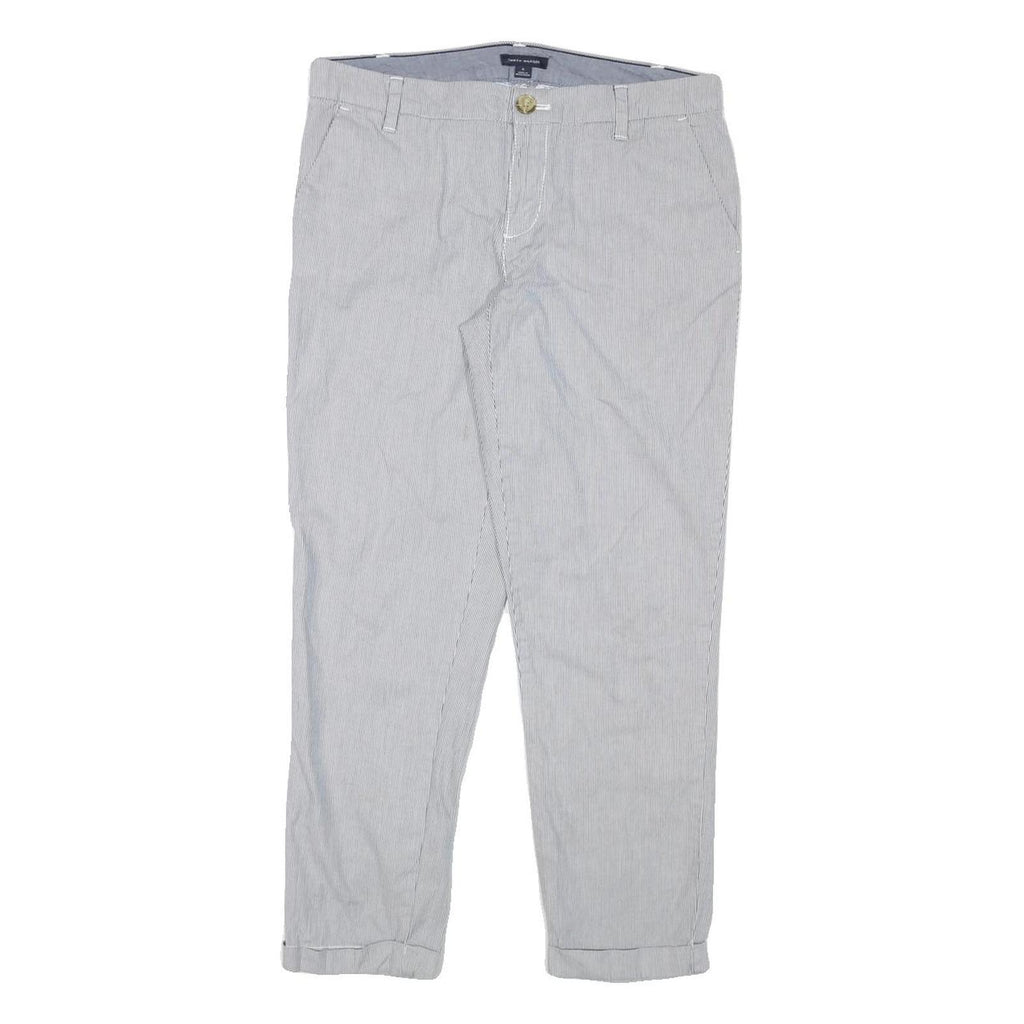 TOMMY HILFIGER Womens Cotton Blend Blue Slim Straight Trousers W31 L26 Casual