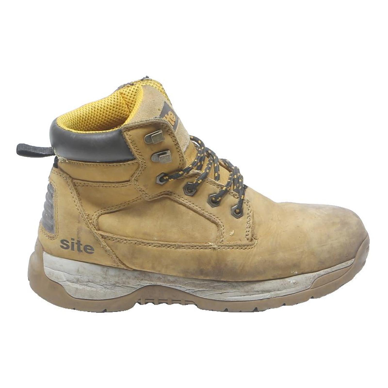 SITE Mens Lace-Up Boots Tan Leather UK 9 Durable Work Ankle Style