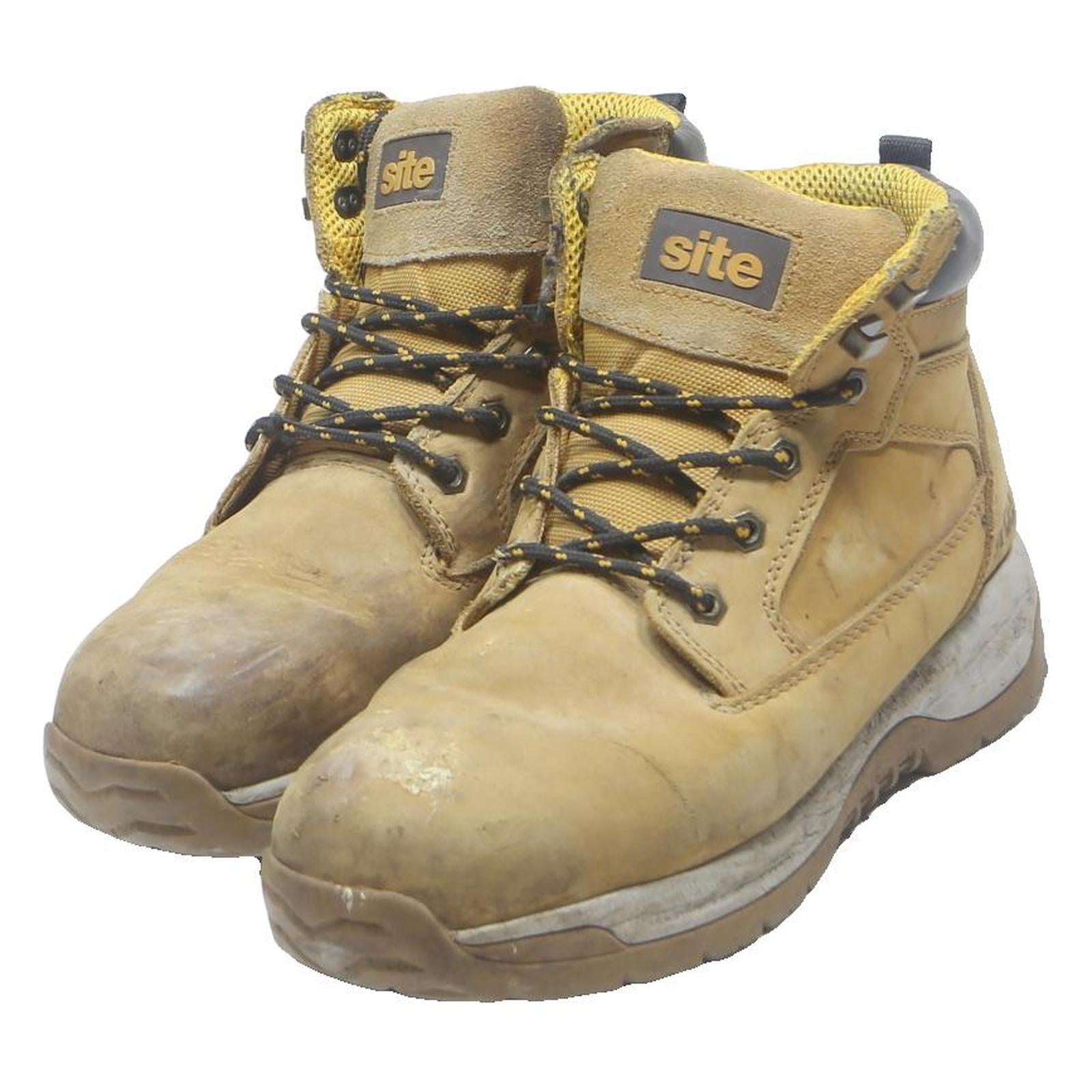 SITE Mens Lace-Up Boots Tan Leather UK 9 Durable Work Ankle Style