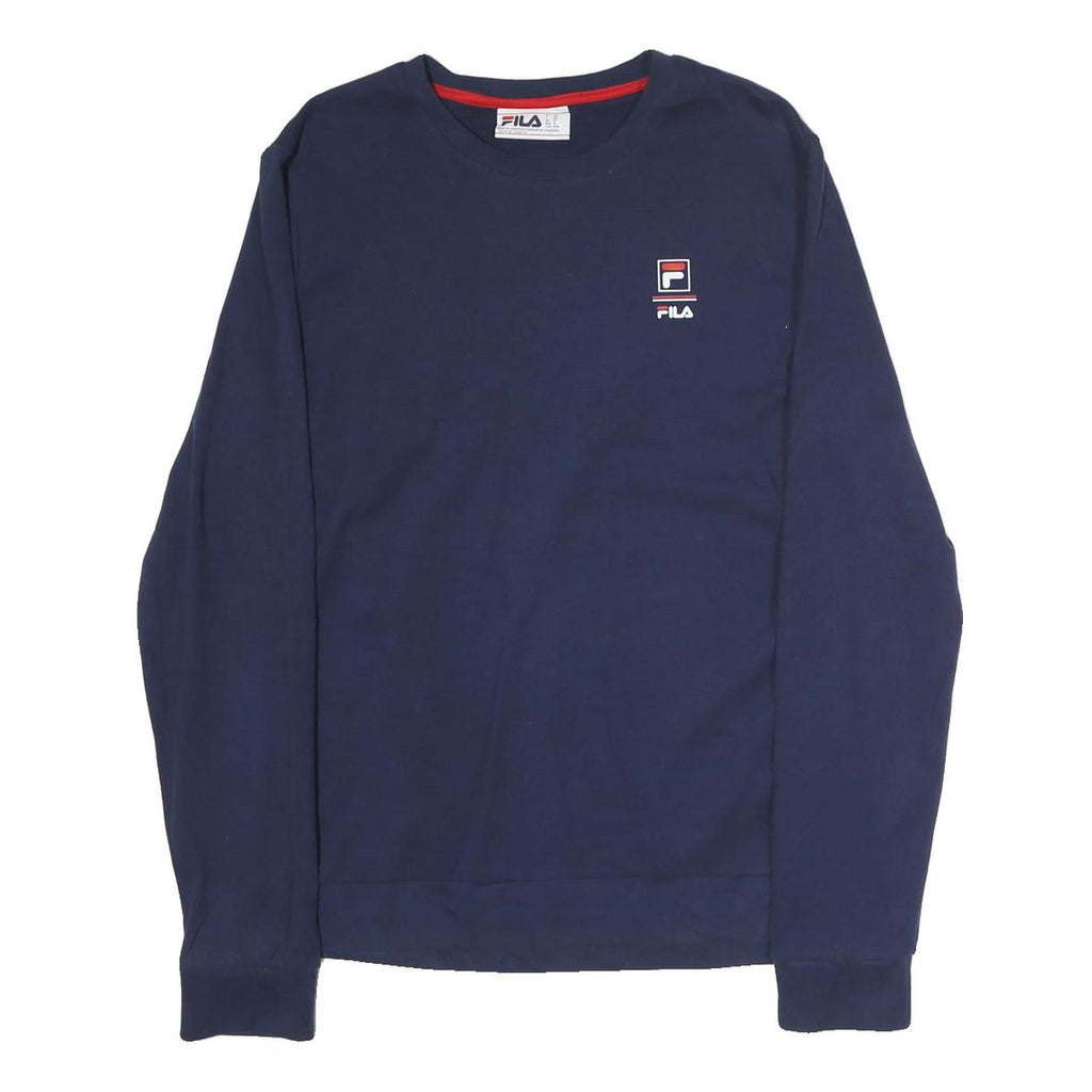 FILA Mens Navy Blue Cotton Crew Neck Sweatshirt M Classic Logo Pullover