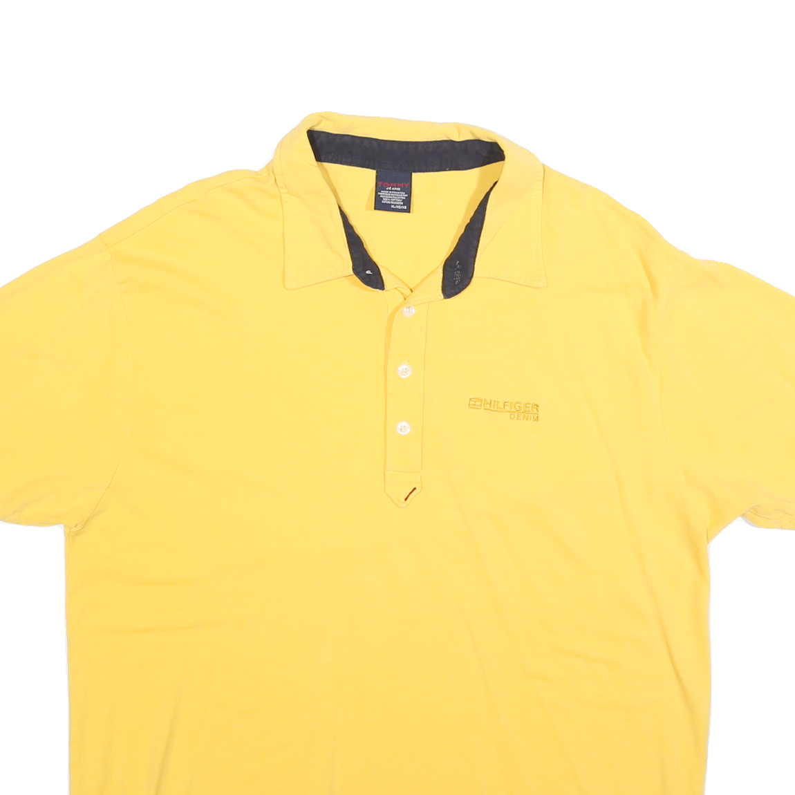TOMMY JEANS Mens Yellow Polo Shirt XL Cotton Blend Short Sleeve Plain Casual