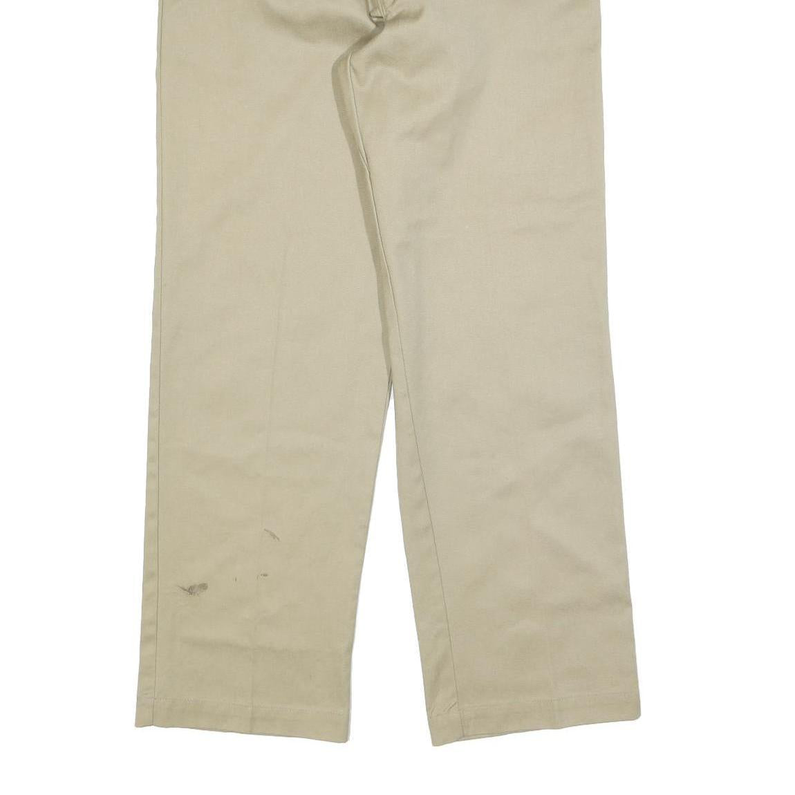 DICKIES Mens Regular Beige Cotton Blend Trousers W33 L32 Zip Closure Straight