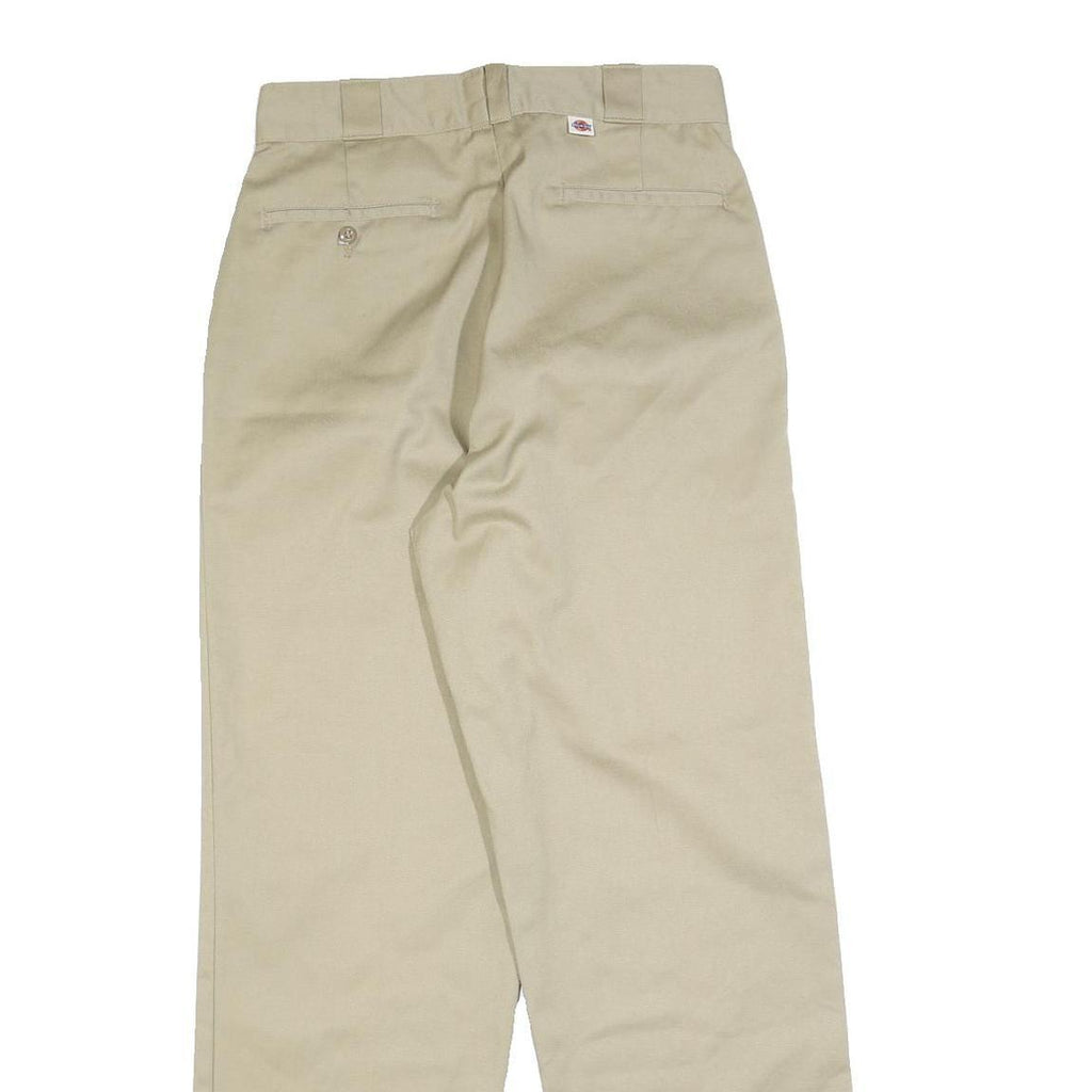 DICKIES Mens Regular Beige Cotton Blend Trousers W33 L32 Zip Closure Straight