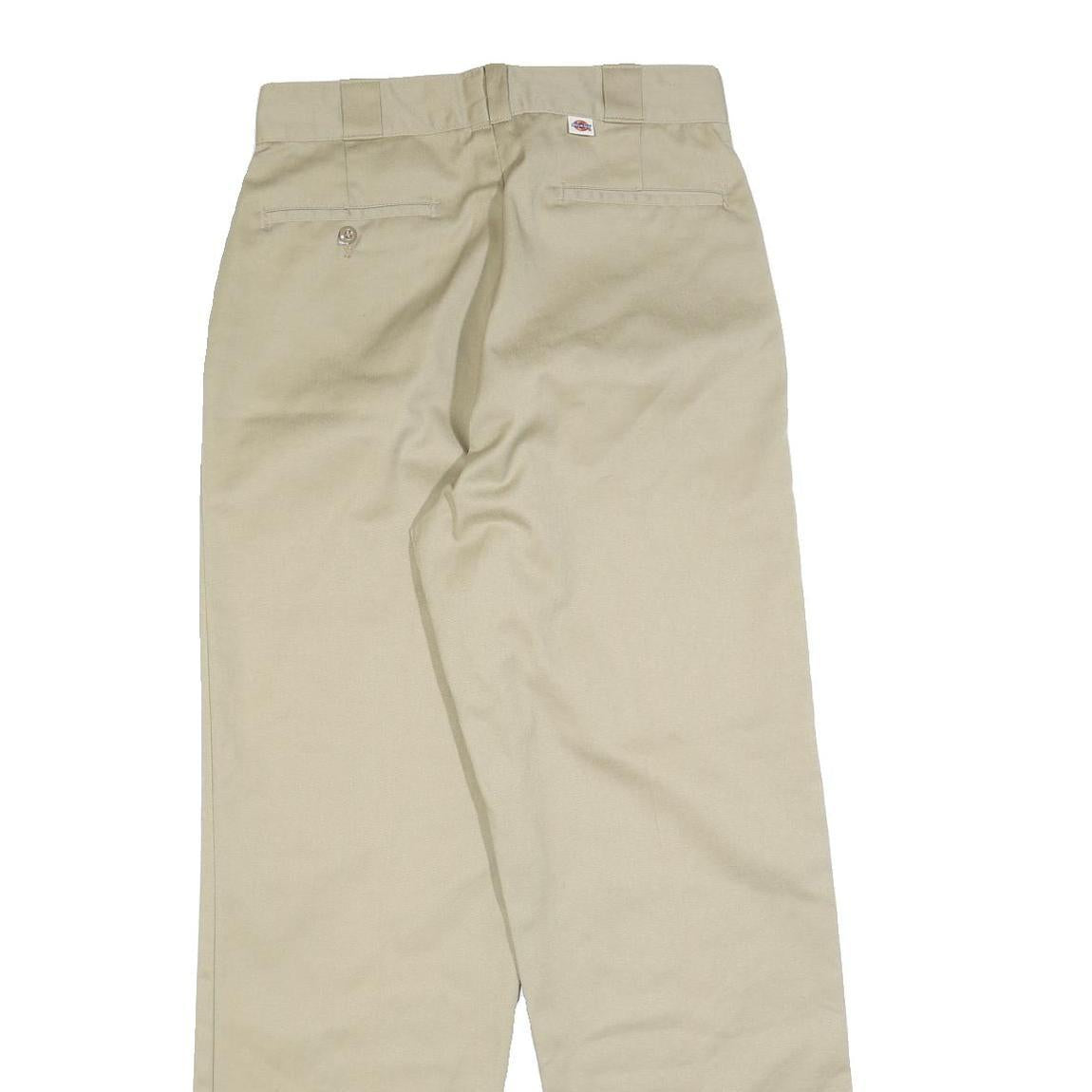 DICKIES Mens Regular Beige Cotton Blend Trousers W33 L32 Zip Closure Straight