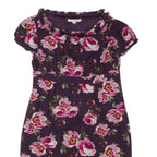 BODEN Womens Day Dress Purple Wool Floral Short Sleeve Knee Length UK 10