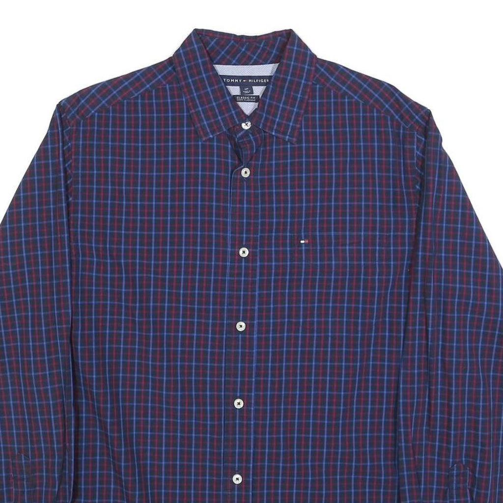 TOMMY HILFIGER Mens Blue & Red Check Shirt S Classic Fit Button Down