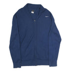 NIKE Mens Blue Plain Cotton Blend Jumper Full Zip Shawl Collar 2XL Sportswear