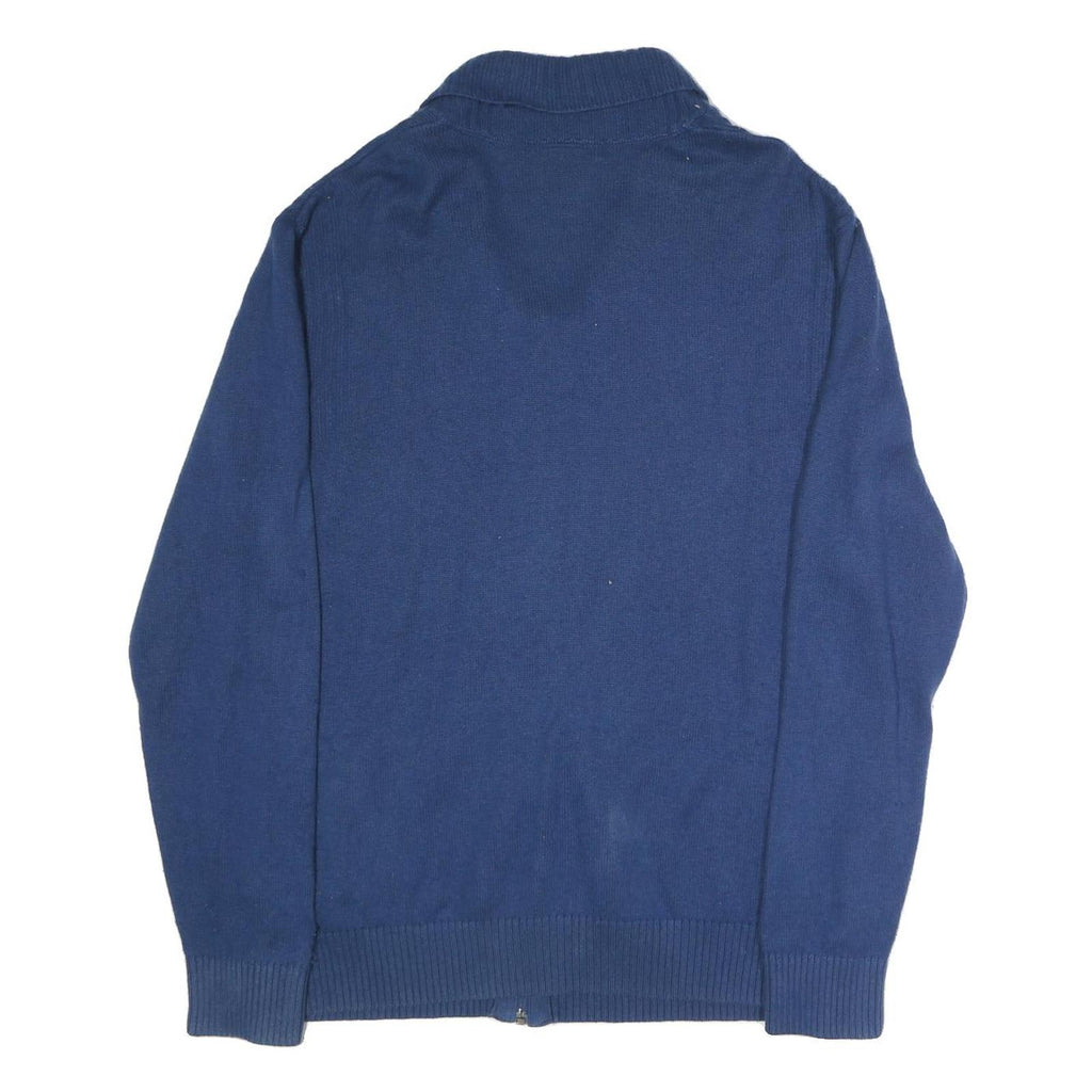 NIKE Mens Blue Plain Cotton Blend Jumper Full Zip Shawl Collar 2XL Sportswear