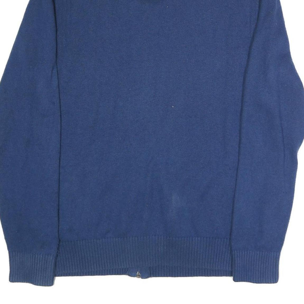 NIKE Mens Blue Plain Cotton Blend Jumper Full Zip Shawl Collar 2XL Sportswear