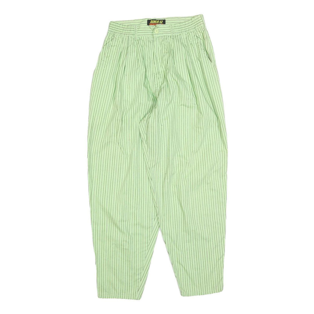 BLONDE 53 Womens Cotton Green Striped Relaxed Tapered Trousers W26 L27